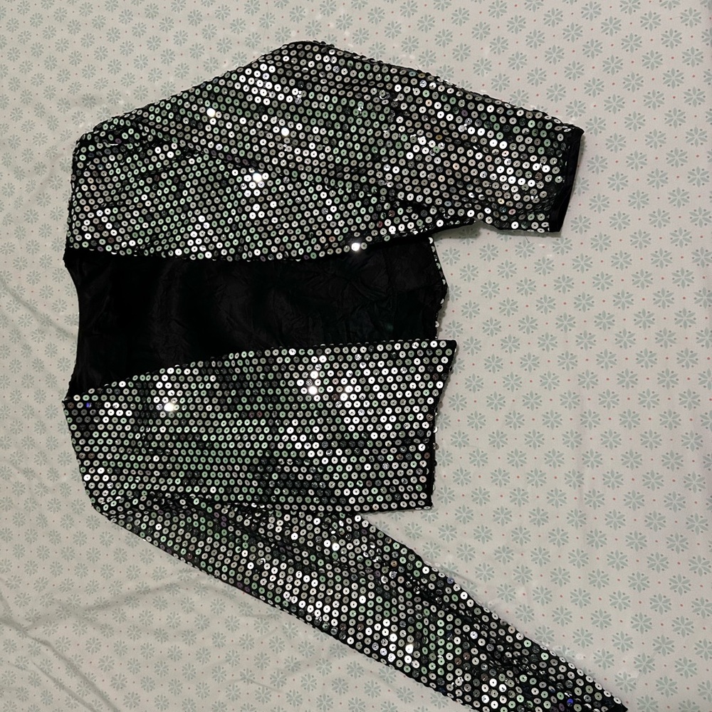 Black and Silver Sequin Top